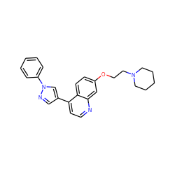 c1ccc(-n2cc(-c3ccnc4cc(OCCN5CCCCC5)ccc34)cn2)cc1 ZINC000084619130