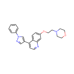 c1ccc(-n2cc(-c3ccnc4cc(OCCN5CCOCC5)ccc34)cn2)cc1 ZINC000084619629