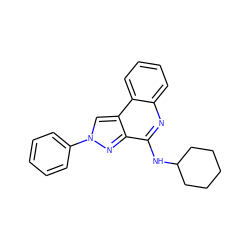 c1ccc(-n2cc3c(n2)c(NC2CCCCC2)nc2ccccc23)cc1 ZINC000013672192