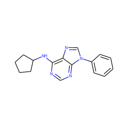 c1ccc(-n2cnc3c(NC4CCCC4)ncnc32)cc1 ZINC000013824419