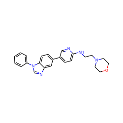 c1ccc(-n2cnc3cc(-c4ccc(NCCN5CCOCC5)nc4)ccc32)cc1 ZINC000013536071