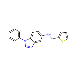 c1ccc(-n2cnc3cc(NCc4cccs4)ccc32)cc1 ZINC000000551874