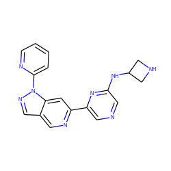 c1ccc(-n2ncc3cnc(-c4cncc(NC5CNC5)n4)cc32)nc1 ZINC000211027410