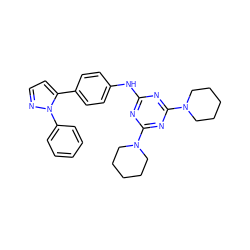 c1ccc(-n2nccc2-c2ccc(Nc3nc(N4CCCCC4)nc(N4CCCCC4)n3)cc2)cc1 ZINC001772602718