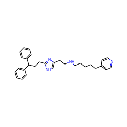 c1ccc(C(CCc2nc(CCNCCCCCc3ccncc3)c[nH]2)c2ccccc2)cc1 ZINC000013530350