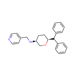 c1ccc(C(c2ccccc2)[C@@H]2CC[C@H](NCc3ccncc3)CO2)cc1 ZINC000071317161