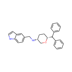 c1ccc(C(c2ccccc2)[C@H]2CC[C@@H](NCc3ccc4[nH]ccc4c3)CO2)cc1 ZINC000035953042