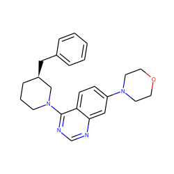 c1ccc(C[C@@H]2CCCN(c3ncnc4cc(N5CCOCC5)ccc34)C2)cc1 ZINC000205136142