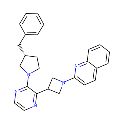 c1ccc(C[C@@H]2CCN(c3nccnc3C3CN(c4ccc5ccccc5n4)C3)C2)cc1 ZINC000140192075