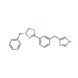 c1ccc(C[C@@H]2COC(c3cccc(Cc4c[nH]cn4)c3)=N2)cc1 ZINC000014979093