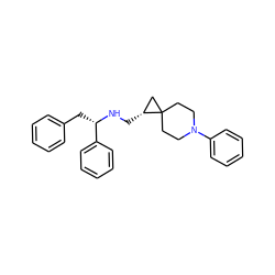c1ccc(C[C@H](NC[C@@H]2CC23CCN(c2ccccc2)CC3)c2ccccc2)cc1 ZINC000095576611
