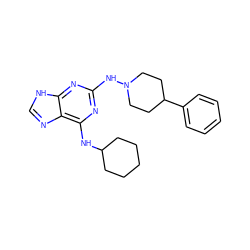 c1ccc(C2CCN(Nc3nc(NC4CCCCC4)c4nc[nH]c4n3)CC2)cc1 ZINC000028459601