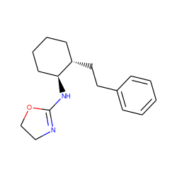 c1ccc(CC[C@H]2CCCC[C@@H]2NC2=NCCO2)cc1 ZINC000013807967