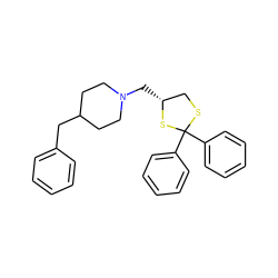 c1ccc(CC2CCN(C[C@@H]3CSC(c4ccccc4)(c4ccccc4)S3)CC2)cc1 ZINC000653700526