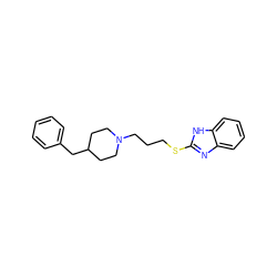 c1ccc(CC2CCN(CCCSc3nc4ccccc4[nH]3)CC2)cc1 ZINC000027563697