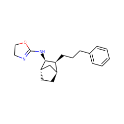 c1ccc(CCC[C@H]2[C@H]3CC[C@@H](C3)[C@H]2NC2=NCCO2)cc1 ZINC000100799870