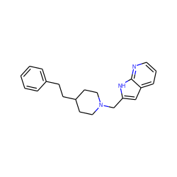 c1ccc(CCC2CCN(Cc3cc4cccnc4[nH]3)CC2)cc1 ZINC000027652945