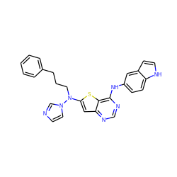 c1ccc(CCCN(c2cc3ncnc(Nc4ccc5[nH]ccc5c4)c3s2)n2ccnc2)cc1 ZINC000026469570