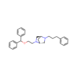 c1ccc(CCCN2C[C@H]3C[C@H]2CN3CCOC(c2ccccc2)c2ccccc2)cc1 ZINC000138577770