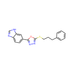 c1ccc(CCCSc2nnc(-c3ccc4nc[nH]c4c3)o2)cc1 ZINC000096283002