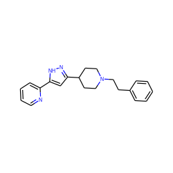 c1ccc(CCN2CCC(c3cc(-c4ccccn4)[nH]n3)CC2)cc1 ZINC000013763837