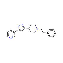 c1ccc(CCN2CCC(c3cc(-c4cccnc4)[nH]n3)CC2)cc1 ZINC000013763840