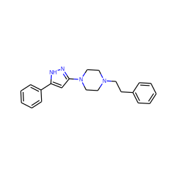 c1ccc(CCN2CCN(c3cc(-c4ccccc4)[nH]n3)CC2)cc1 ZINC000013763861