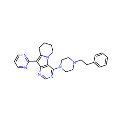 c1ccc(CCN2CCN(c3ncnc4c(-c5ncccn5)c5n(c34)CCCC5)CC2)cc1 ZINC000013559646