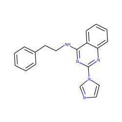 c1ccc(CCNc2nc(-n3ccnc3)nc3ccccc23)cc1 ZINC000012360766