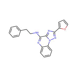 c1ccc(CCNc2nc3ccccc3n3nc(-c4ccco4)nc23)cc1 ZINC000029124190