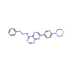 c1ccc(CCNc2ncnc3nc(-c4ccc(N5CCOCC5)nc4)cnc23)cc1 ZINC000028345499