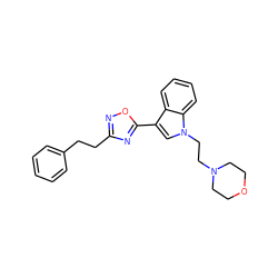 c1ccc(CCc2noc(-c3cn(CCN4CCOCC4)c4ccccc34)n2)cc1 ZINC000038466835