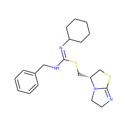 c1ccc(CN/C(=N/C2CCCCC2)SC[C@@H]2CSC3=NCCN32)cc1 ZINC000040860939