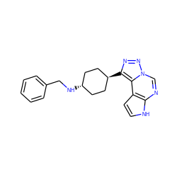 c1ccc(CN[C@H]2CC[C@H](c3nnn4cnc5[nH]ccc5c34)CC2)cc1 ZINC001772607524