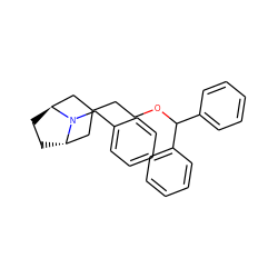 c1ccc(CN2[C@H]3CC[C@H]2CC(CCOC(c2ccccc2)c2ccccc2)C3)cc1 ZINC000100825429