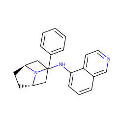 c1ccc(CN2[C@H]3CC[C@H]2CC(Nc2cccc4cnccc24)C3)cc1 ZINC000169694068