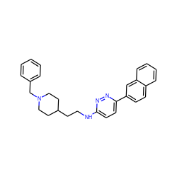 c1ccc(CN2CCC(CCNc3ccc(-c4ccc5ccccc5c4)nn3)CC2)cc1 ZINC000013863638