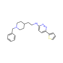 c1ccc(CN2CCC(CCNc3ccc(-c4cccs4)nn3)CC2)cc1 ZINC000013863645