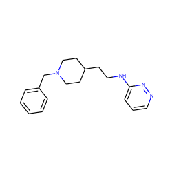 c1ccc(CN2CCC(CCNc3cccnn3)CC2)cc1 ZINC000013863629