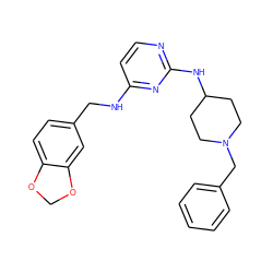 c1ccc(CN2CCC(Nc3nccc(NCc4ccc5c(c4)OCO5)n3)CC2)cc1 ZINC000084759509