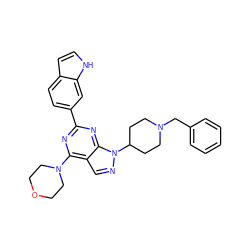 c1ccc(CN2CCC(n3ncc4c(N5CCOCC5)nc(-c5ccc6cc[nH]c6c5)nc43)CC2)cc1 ZINC000045287136