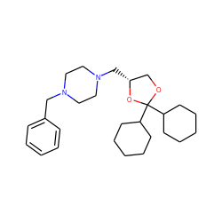 c1ccc(CN2CCN(C[C@@H]3COC(C4CCCCC4)(C4CCCCC4)O3)CC2)cc1 ZINC000653704216