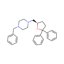 c1ccc(CN2CCN(C[C@H]3CCC(c4ccccc4)(c4ccccc4)O3)CC2)cc1 ZINC000653702241