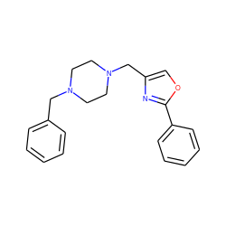 c1ccc(CN2CCN(Cc3coc(-c4ccccc4)n3)CC2)cc1 ZINC000084402685