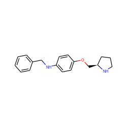 c1ccc(CNc2ccc(OC[C@H]3CCCN3)cc2)cc1 ZINC000039257801