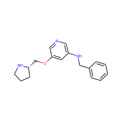 c1ccc(CNc2cncc(OC[C@@H]3CCCN3)c2)cc1 ZINC000064540143