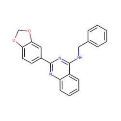 c1ccc(CNc2nc(-c3ccc4c(c3)OCO4)nc3ccccc23)cc1 ZINC000004265356