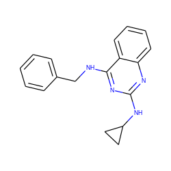 c1ccc(CNc2nc(NC3CC3)nc3ccccc23)cc1 ZINC000041151195