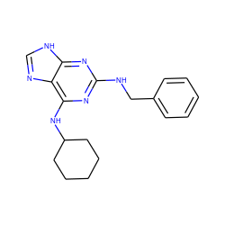 c1ccc(CNc2nc(NC3CCCCC3)c3nc[nH]c3n2)cc1 ZINC000013648457