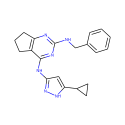 c1ccc(CNc2nc3c(c(Nc4cc(C5CC5)[nH]n4)n2)CCC3)cc1 ZINC000299854949